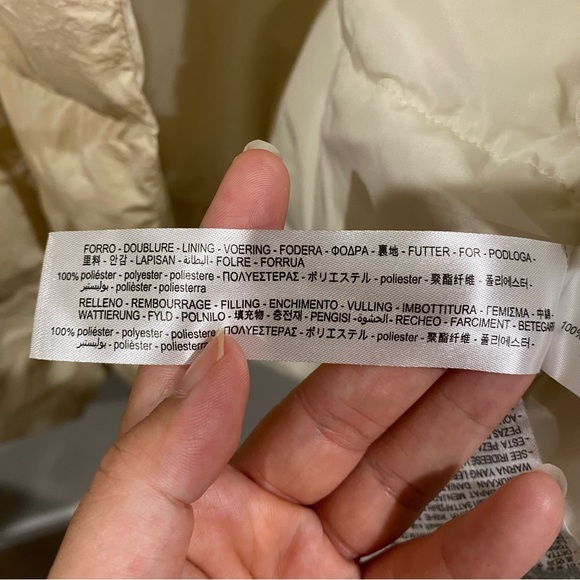 Zara Nylon Puffer Jacket Coat Cream Ivory Large - Picture 5 of 12